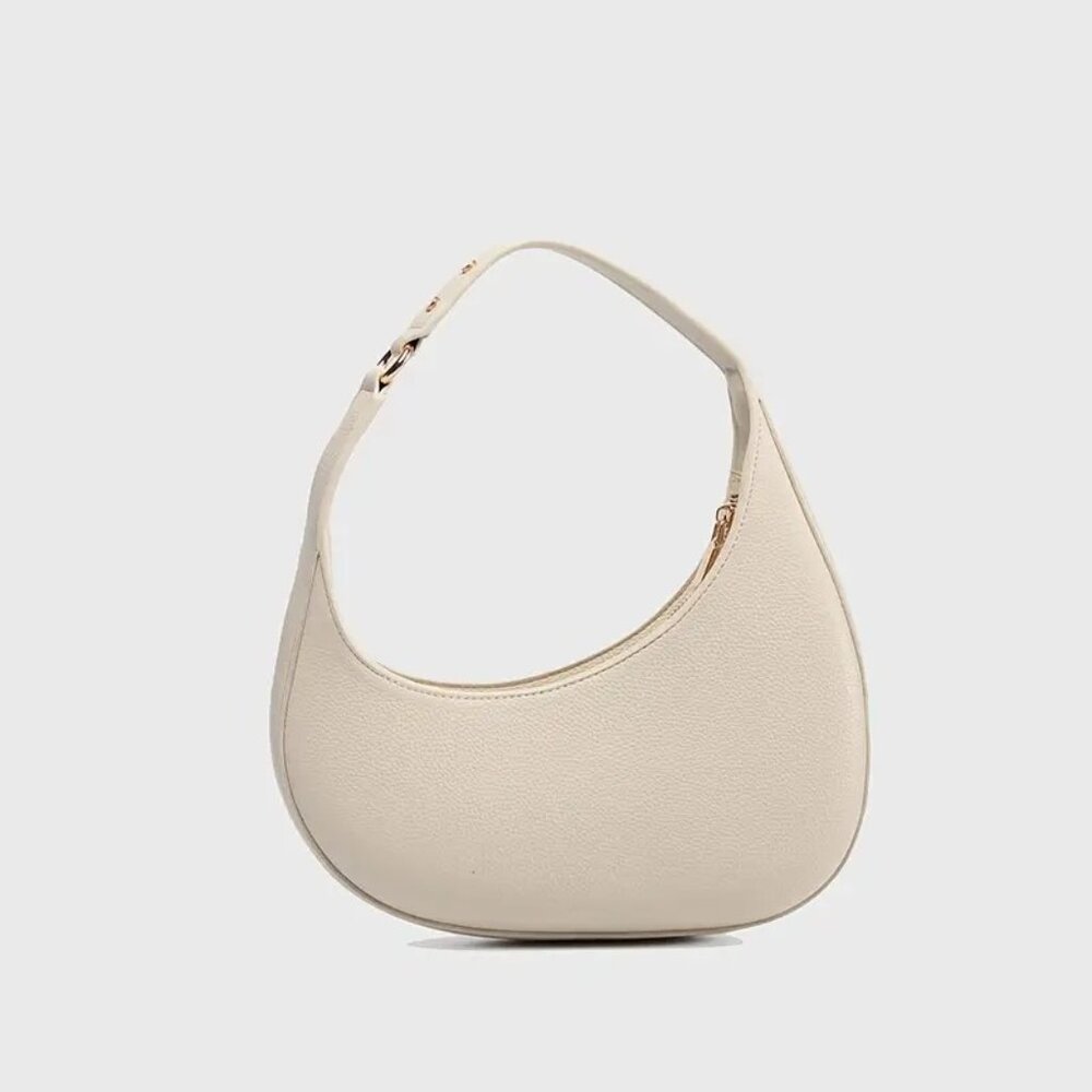 Elegant Leather Hobo Bag - White